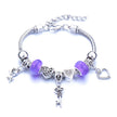 Crown, peach heart, owl, elephant pendant, multi-element large beads, retro female bracelet