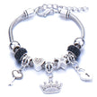 Crown, peach heart, owl, elephant pendant, multi-element large beads, retro female bracelet