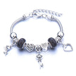 Crown, peach heart, owl, elephant pendant, multi-element large beads, retro female bracelet