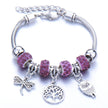 Crown, peach heart, owl, elephant pendant, multi-element large beads, retro female bracelet