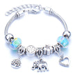Crown, peach heart, owl, elephant pendant, multi-element large beads, retro female bracelet