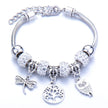 Crown, peach heart, owl, elephant pendant, multi-element large beads, retro female bracelet