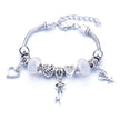 Crown, peach heart, owl, elephant pendant, multi-element large beads, retro female bracelet