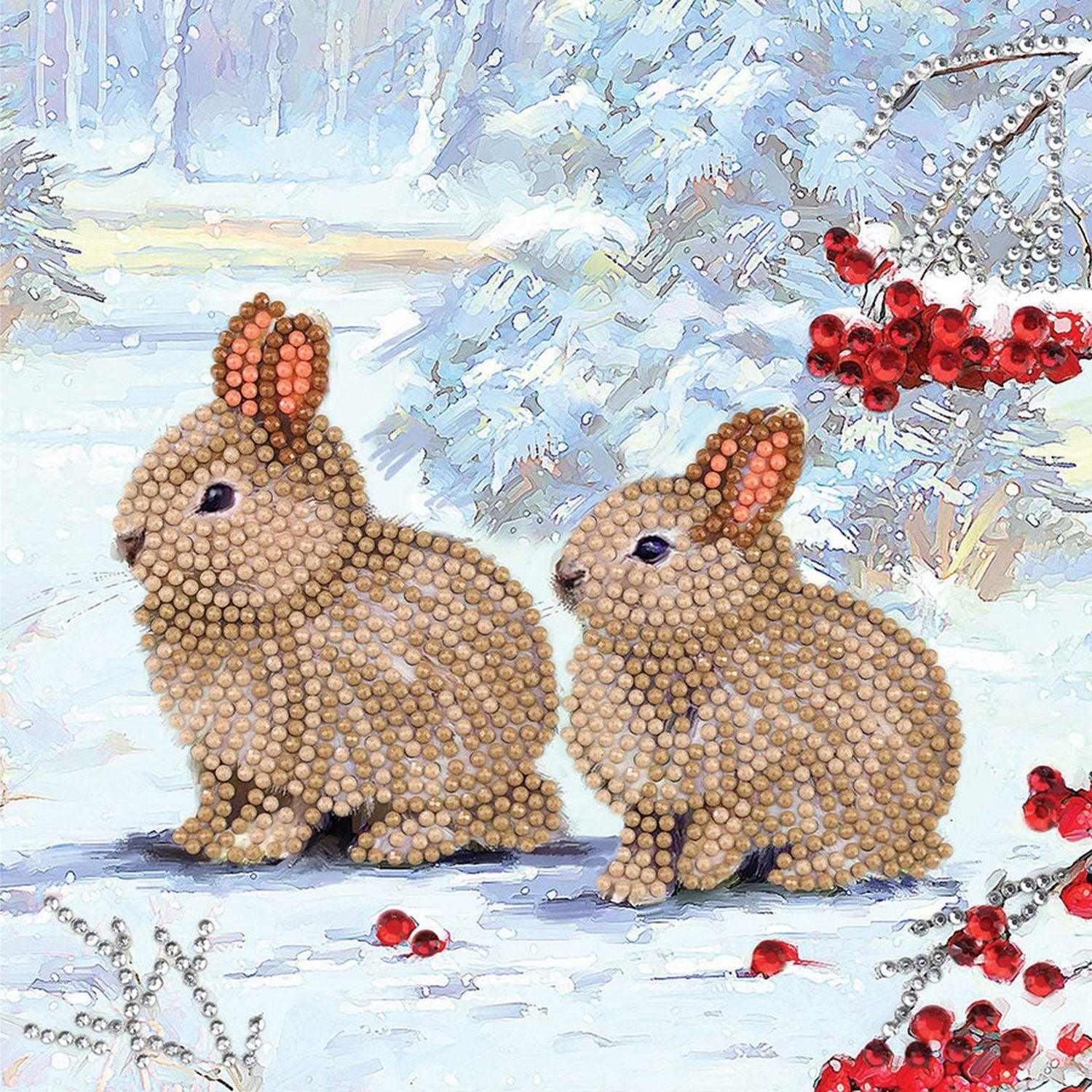 Crystal Art - CA Card Kit - Winter Bunnies
