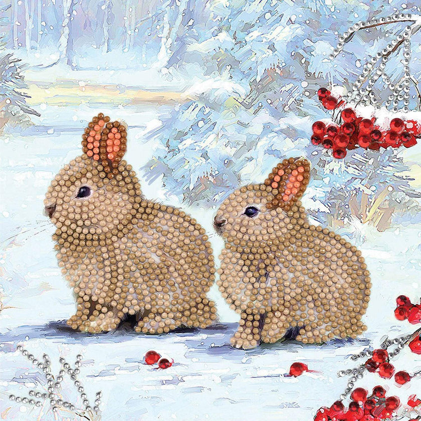 Crystal Art - CA Card Kit - Winter Bunnies