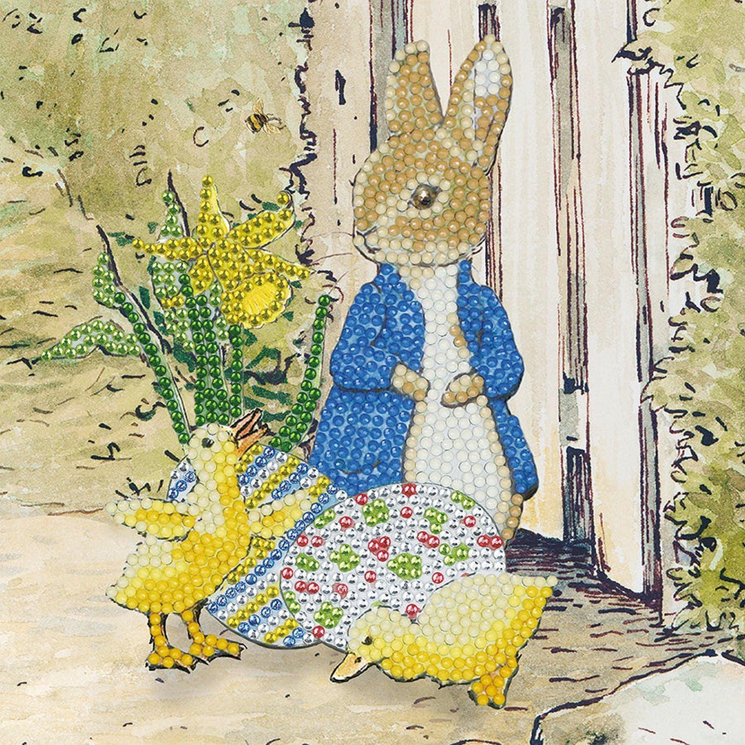 Crystal Art - Carte CA - Peter Rabbit et ses poussins