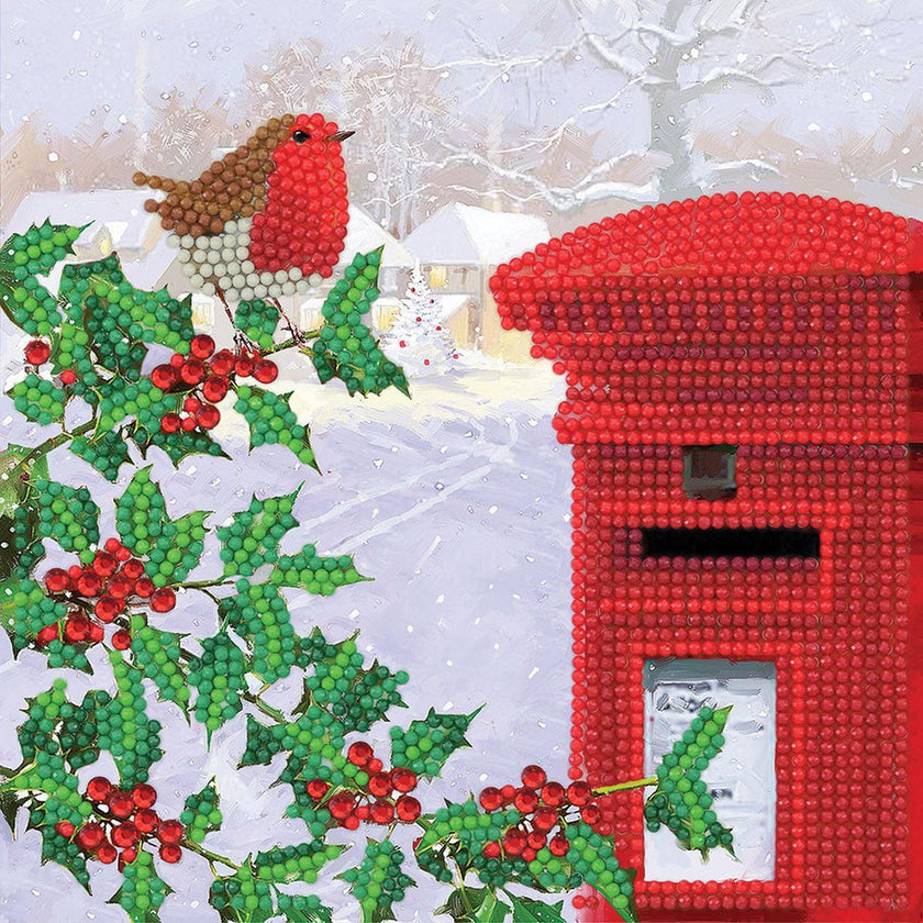 Crystal Art - Carte CA - Robin et boîte aux lettres