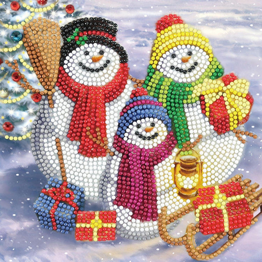 Crystal Art - CA Card - Snowman Family Fun