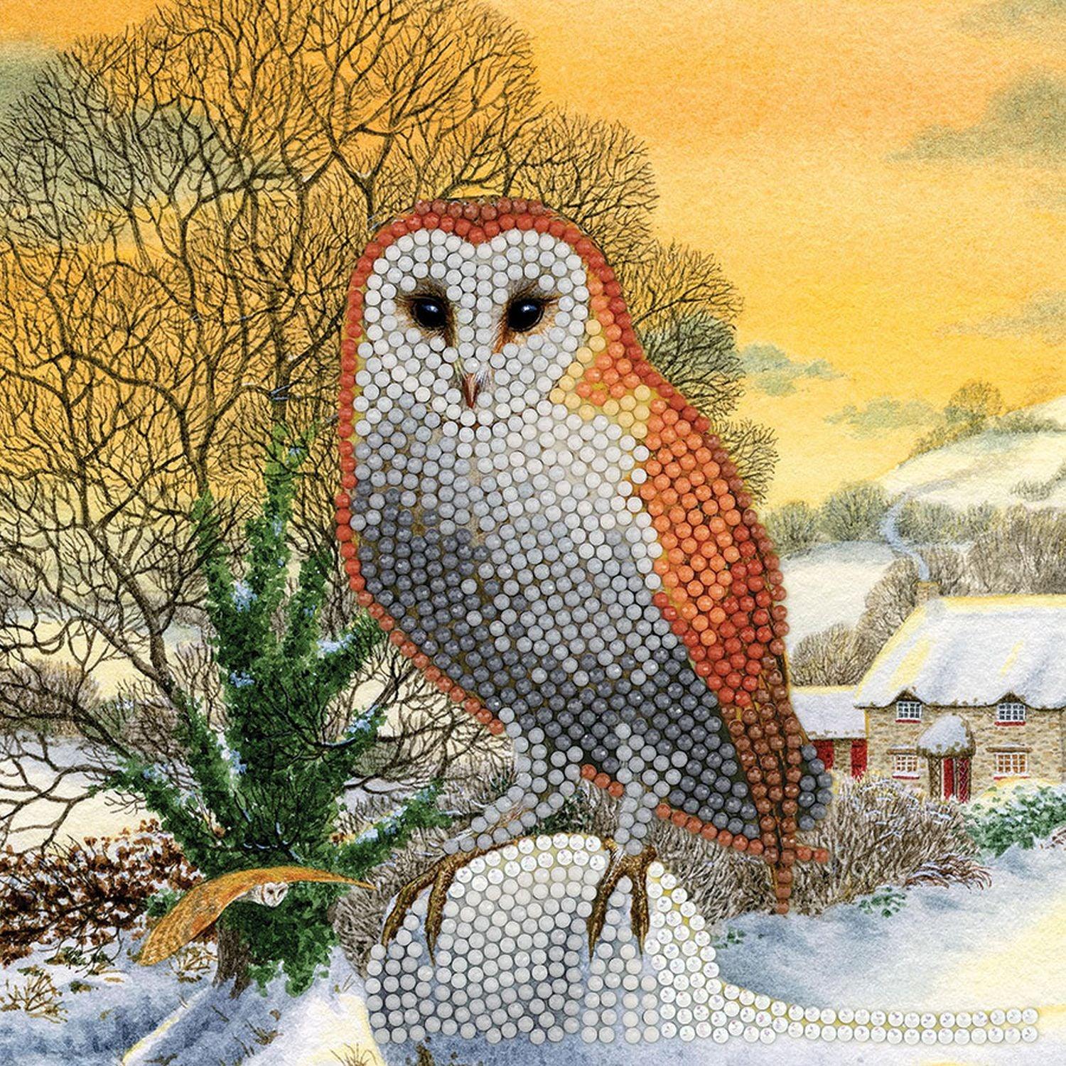 Crystal Art - Carte CA - Hibou d'hiver
