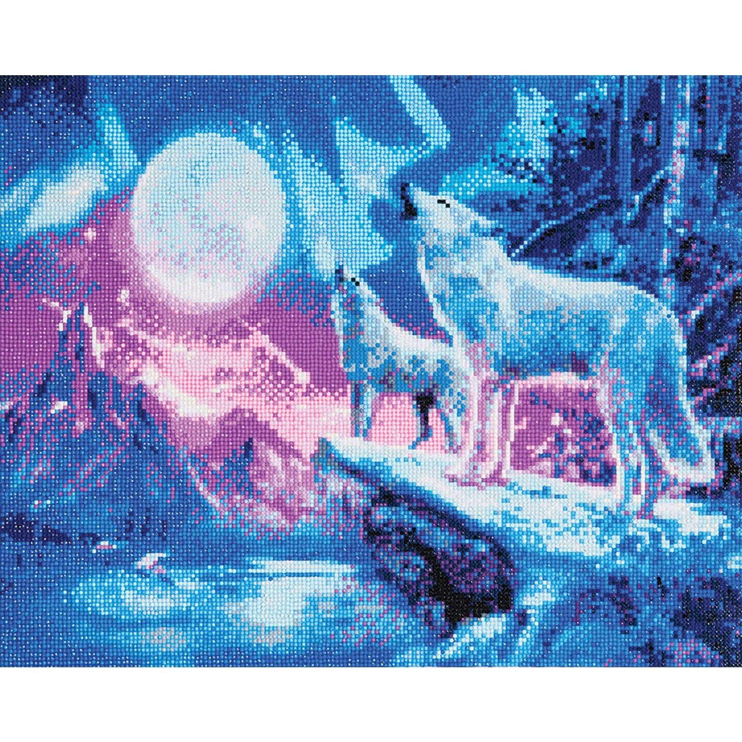 Crystal Art - CA Kit (Large) - Wolves and Northern Lights