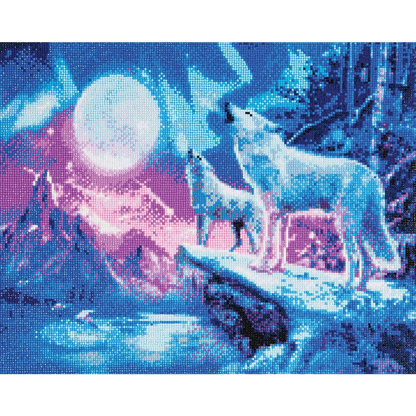 Crystal Art - CA Kit (Large) - Wolves and Northern Lights