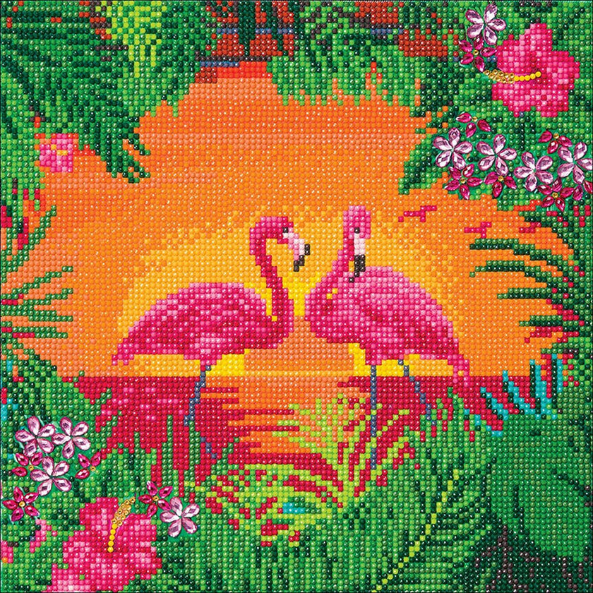 Crystal Art - Kit CA (Moyen) - Flamants Roses Fantaisistes