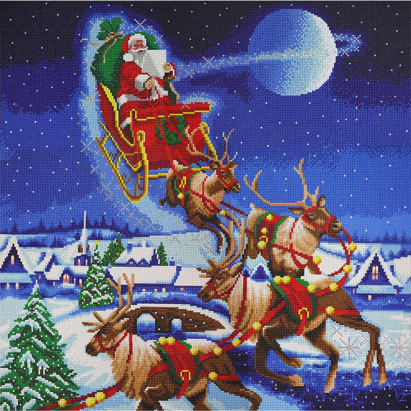 Crystal Art - Kit CA (taille XL B) - Le voyage du Père Noël