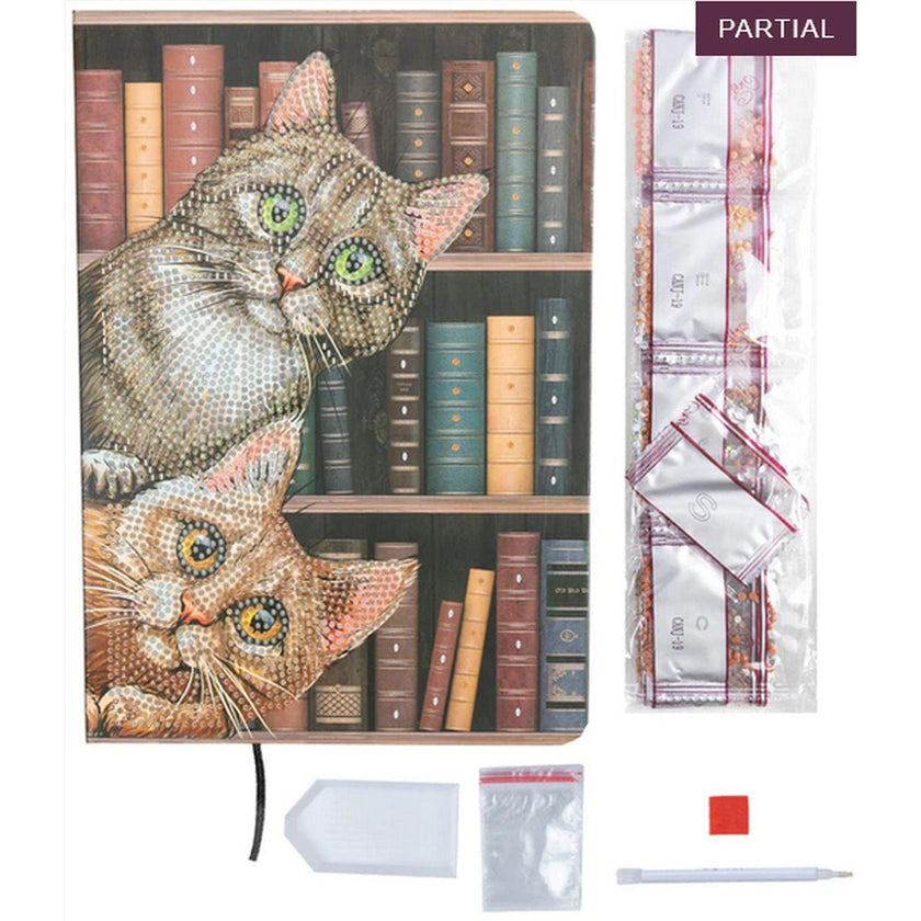 Crystal Art - CA Notebook - Chats dans la bibliothèque
