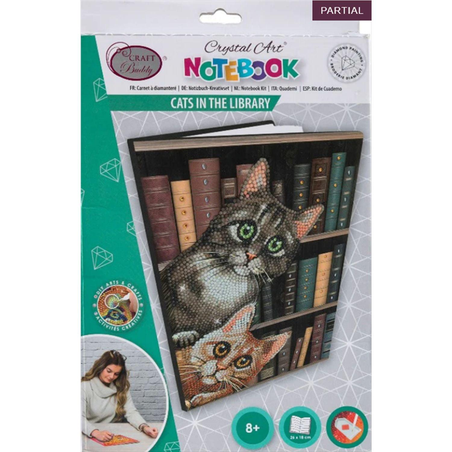 Crystal Art - CA Notebook - Chats dans la bibliothèque