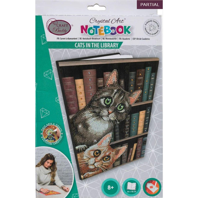Crystal Art - CA Notebook - Chats dans la bibliothèque