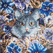 Carte en cristal - Chat et fleurs