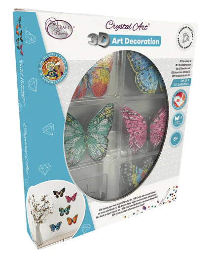 Crystal Art - Deco Kit: 3D Butterflies (Set of 5)