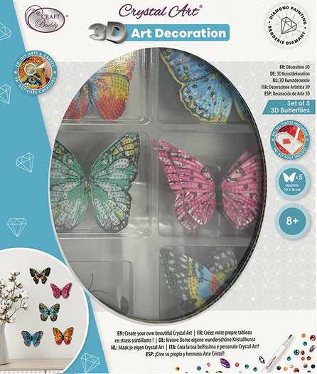 Crystal Art - Deco Kit: 3D Butterflies (Set of 5)