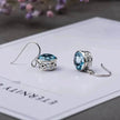 Crystal Square Sea Blue Simple Earrings