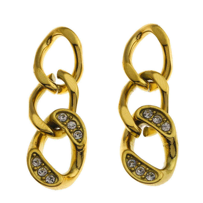 Boucles d'oreilles pendantes CUBA en chaîne cubaine et zircone.