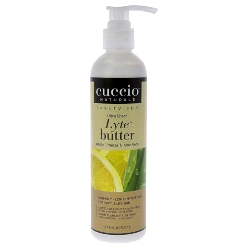 Beurre corporel ultra-léger Cuccio - Lytes, citron vert blanc et aloe vera (8 oz)