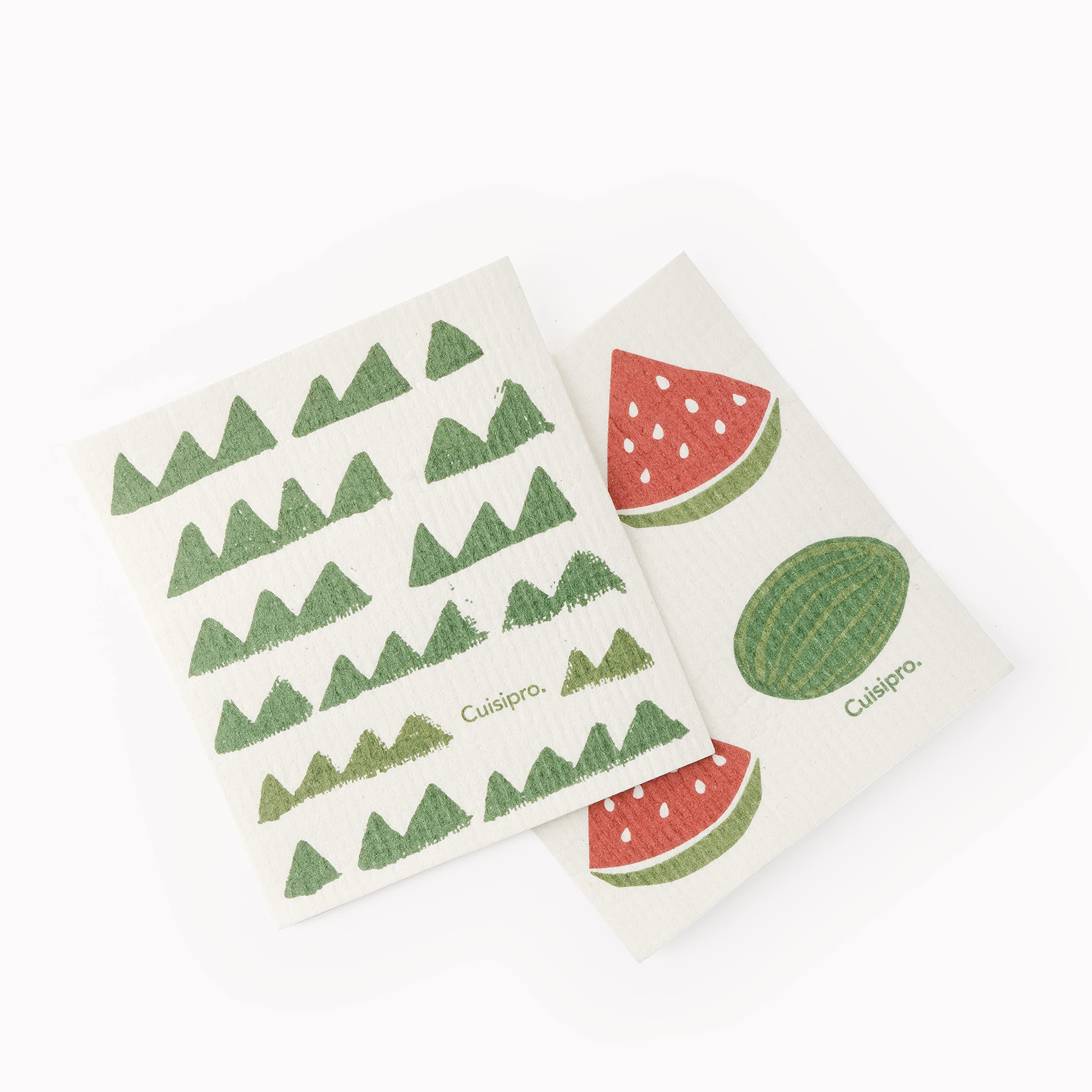 Cuisipro - All Purpose Eco-Cloth, SM 20x17cm Grn Triangle/Watermelon 2pk
