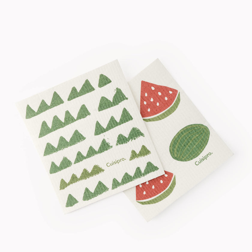 Cuisipro - All Purpose Eco-Cloth, SM 20x17cm Grn Triangle/Watermelon 2pk