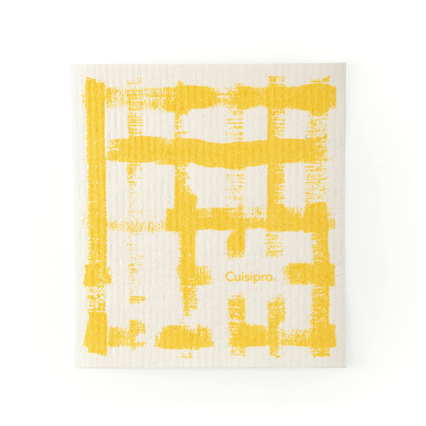 Cuisipro - Drap Eco-Nettoyant Multifonction, Petit Format 20x17cm, Rayures Jaunes/Citron, Lot de 2