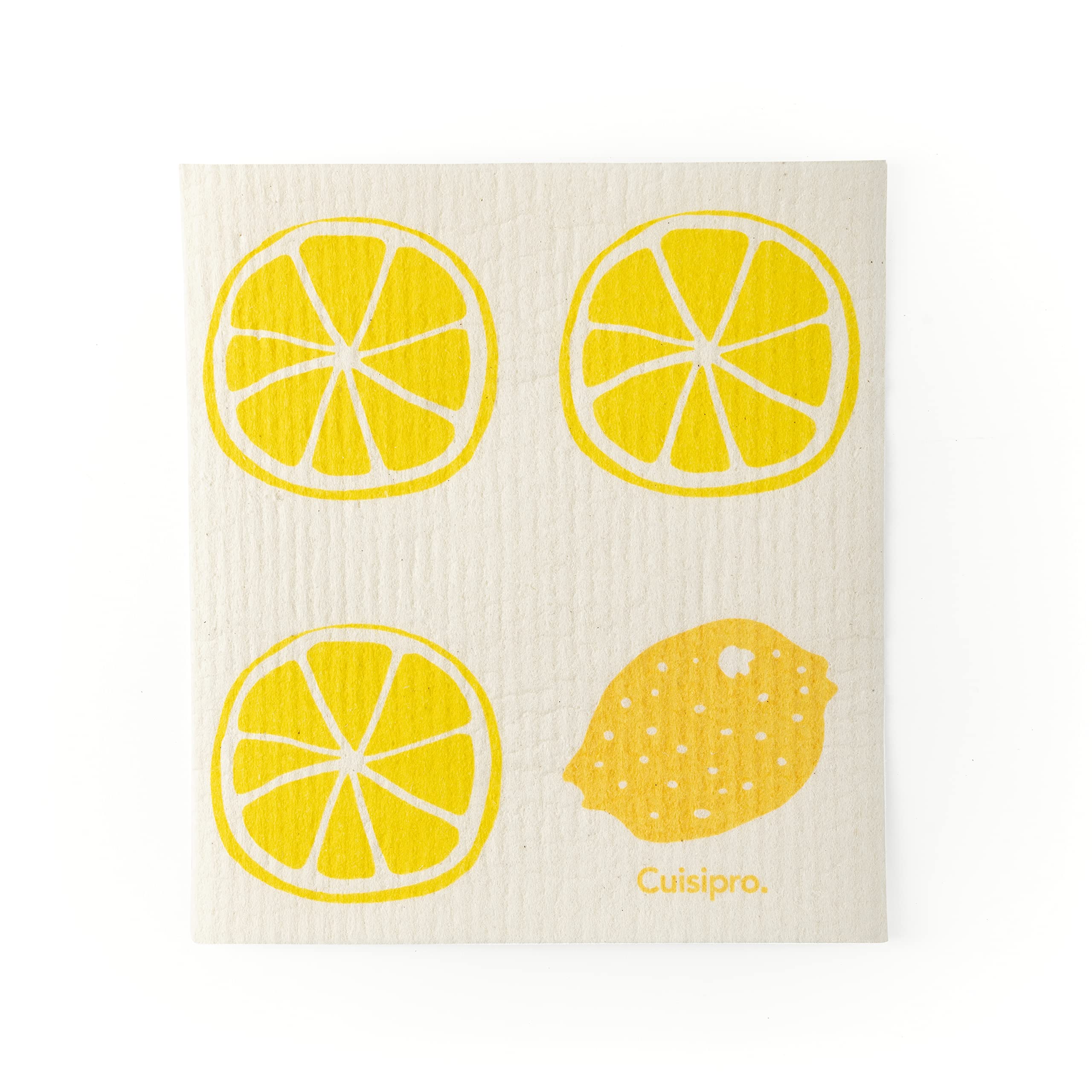 Cuisipro - Drap Eco-Nettoyant Multifonction, Petit Format 20x17cm, Rayures Jaunes/Citron, Lot de 2