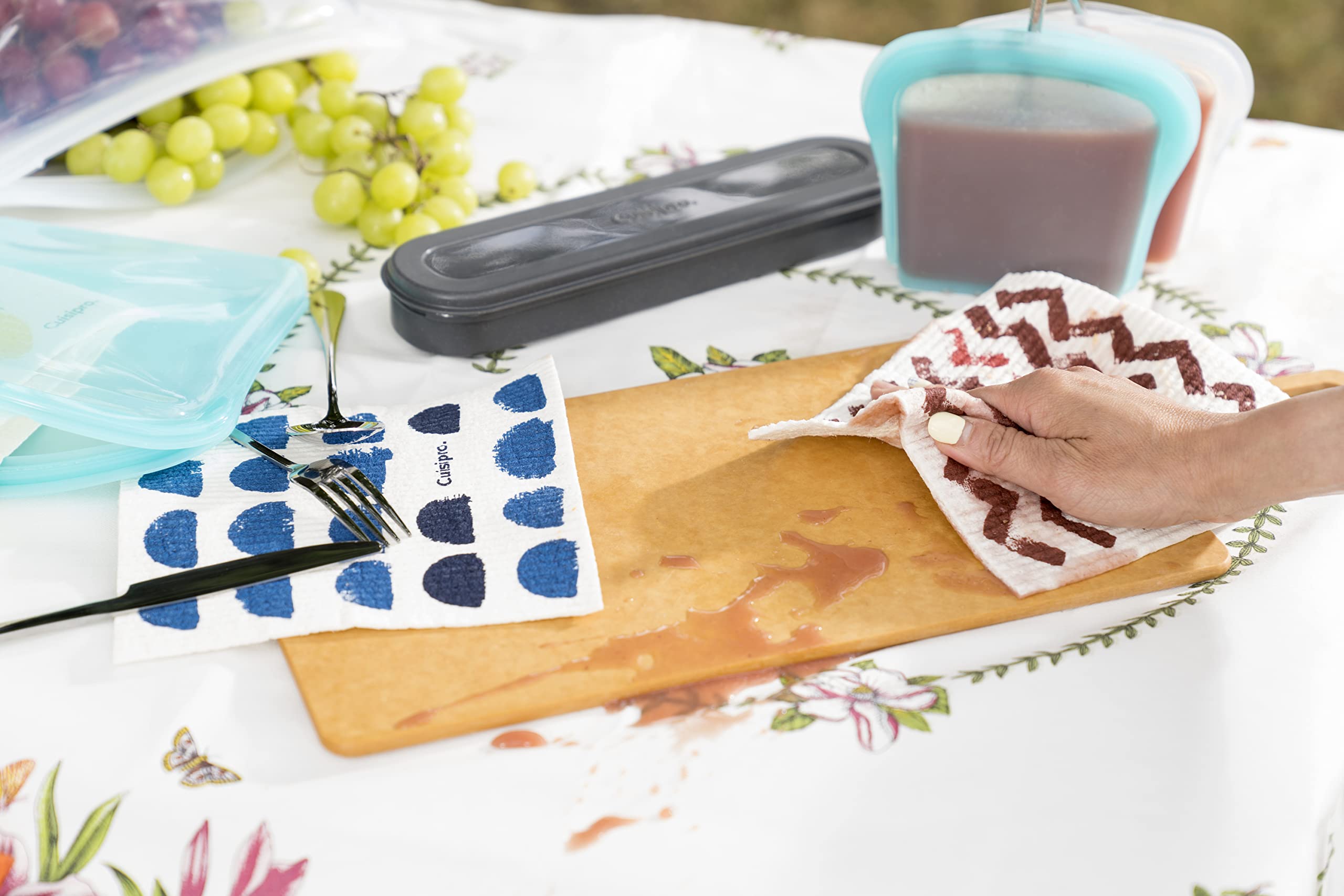 Cuisipro - All Purpose Eco-Cloth, SM 20x17x0.2cm Blue Dots/Blueberry 2pk
