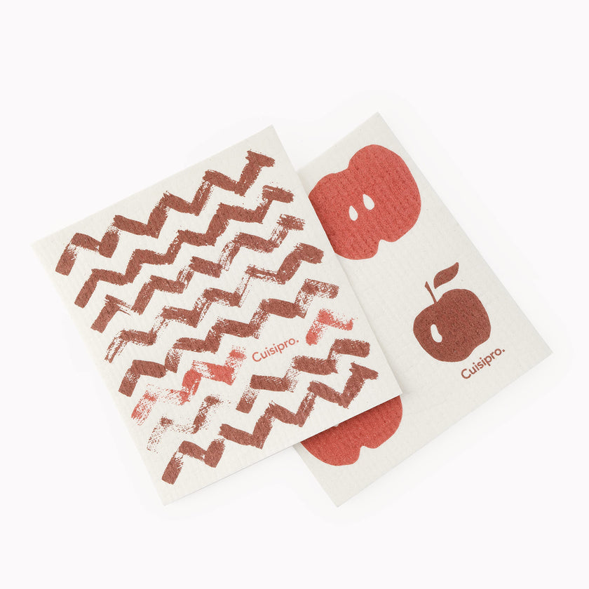 Cuisipro - All Purpose Eco-Cloth, SM 20x17x0.2cm Red ZigZag/Apple 2pk