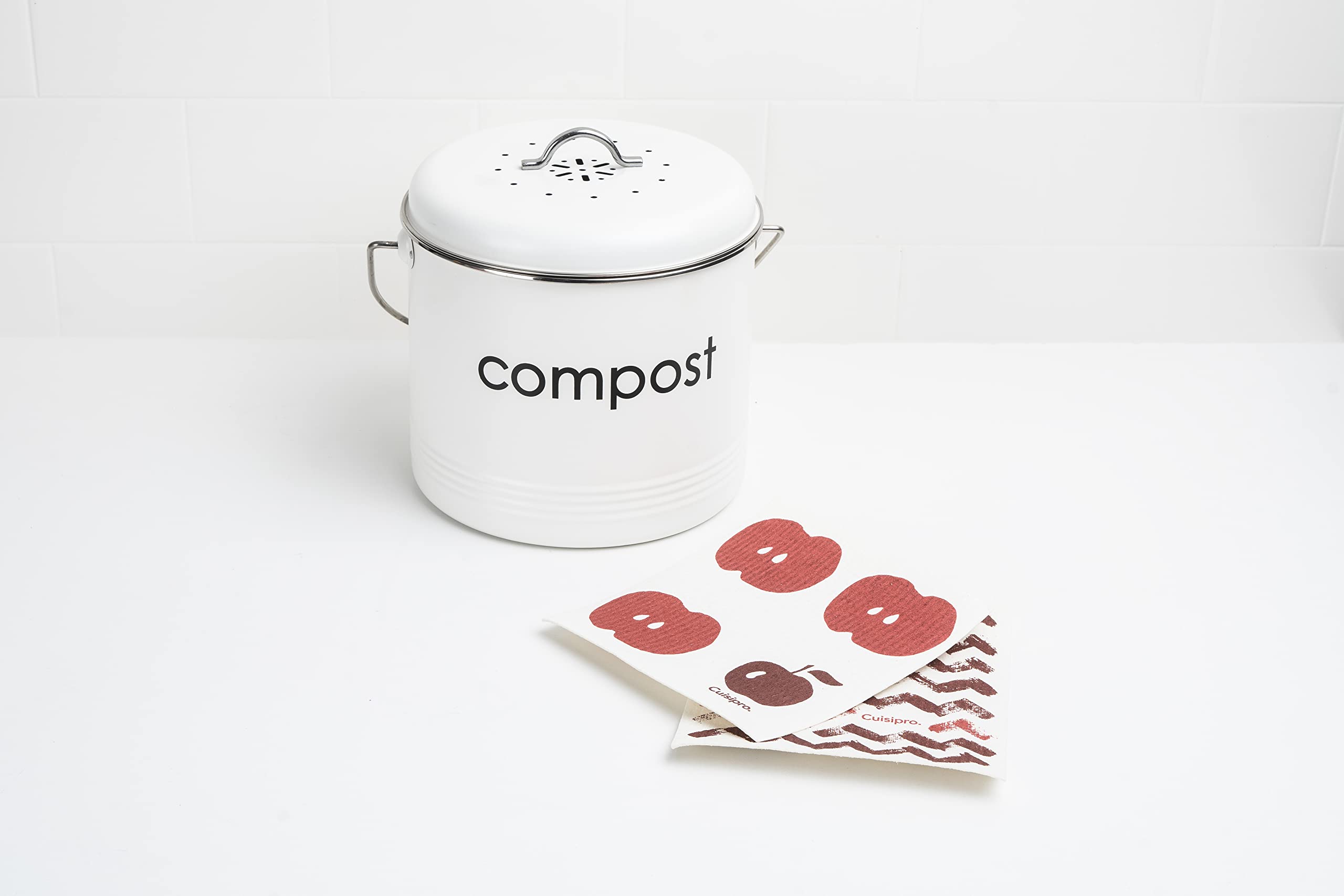 Cuisipro - All Purpose Eco-Cloth, SM 20x17x0.2cm Red ZigZag/Apple 2pk