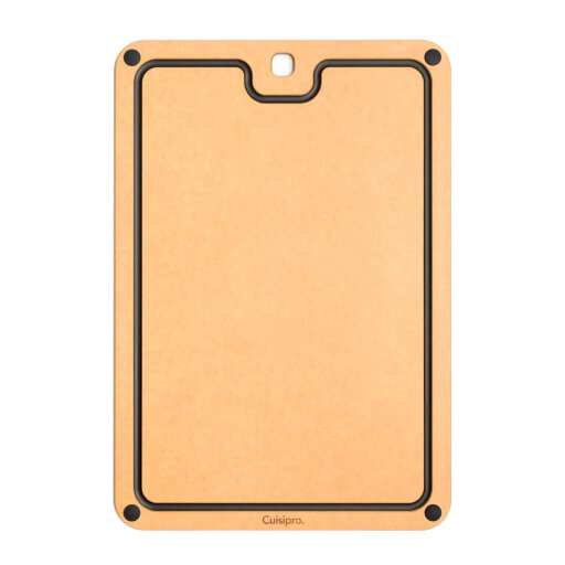 Cuisipro - Planche à découper en bois de fibre avec pieds en silicone 40,6 x 27,9 x 0,6 cm, naturel