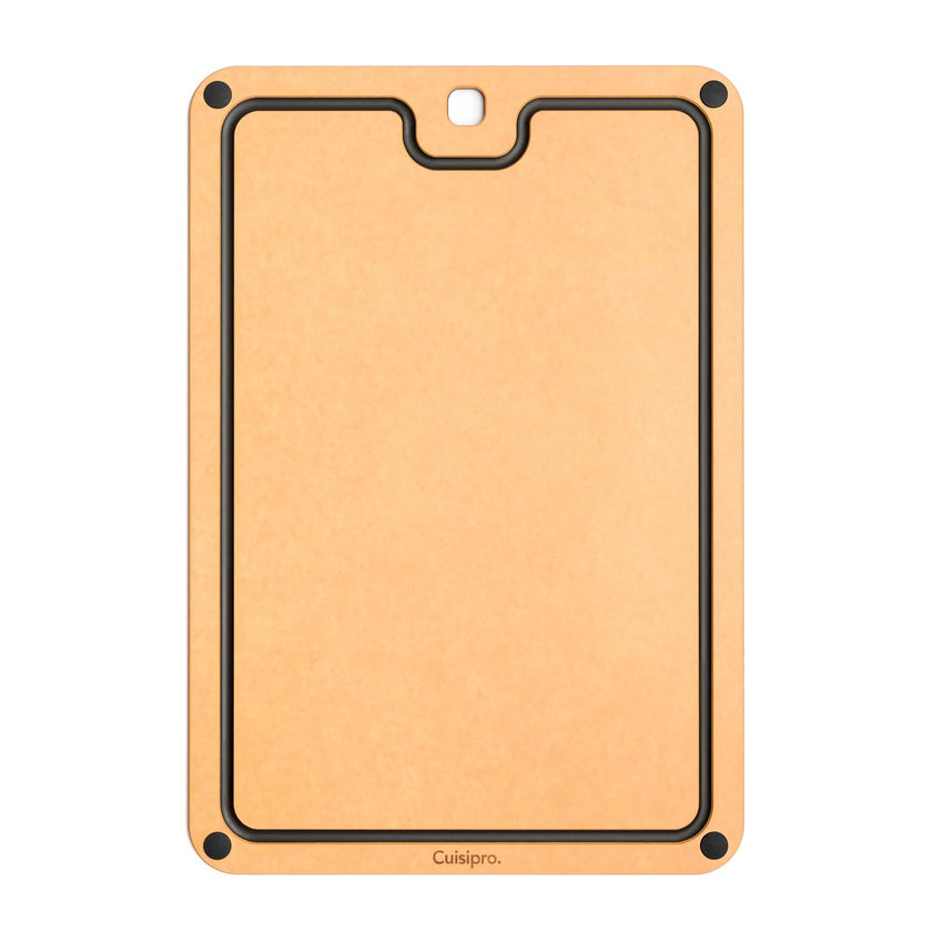 Cuisipro - Planche à découper en bois de fibre avec pieds en silicone 40,6 x 27,9 x 0,6 cm, naturel