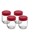 Cuisipro - Jars en verre hermétiques, lot de 4, 13,3 cm (5,25 po), 160 ml (5,4 oz), rouge