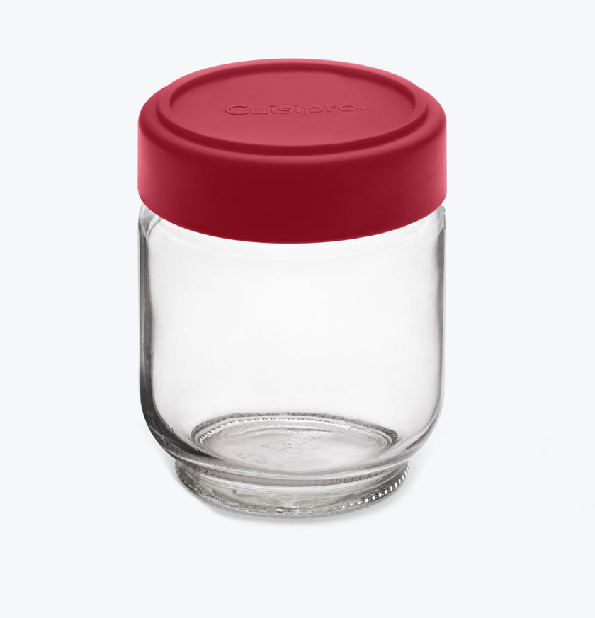 Cuisipro - Jars en verre hermétiques, lot de 4, 13,3 cm (5,25 po), 160 ml (5,4 oz), rouge