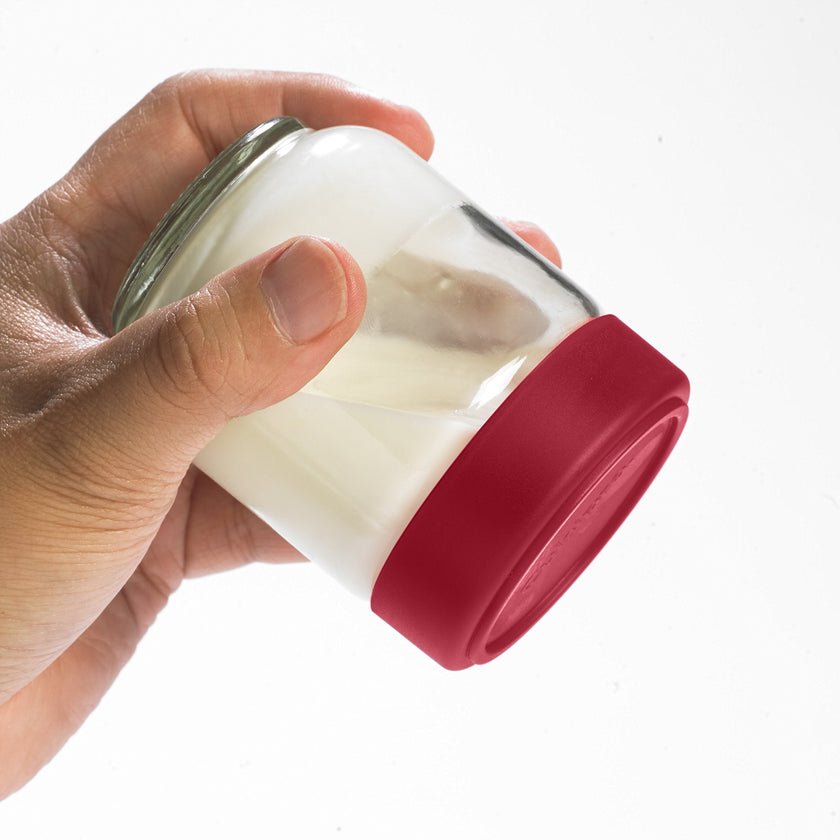 Cuisipro - Jars en verre hermétiques, lot de 4, 13,3 cm (5,25 po), 160 ml (5,4 oz), rouge
