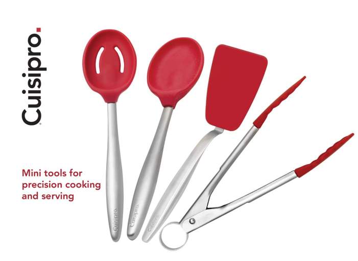 Cuisipro - PICCOLO Cooking Set Red (Spoon,Slotted-Spoon,Turner,Tongs)