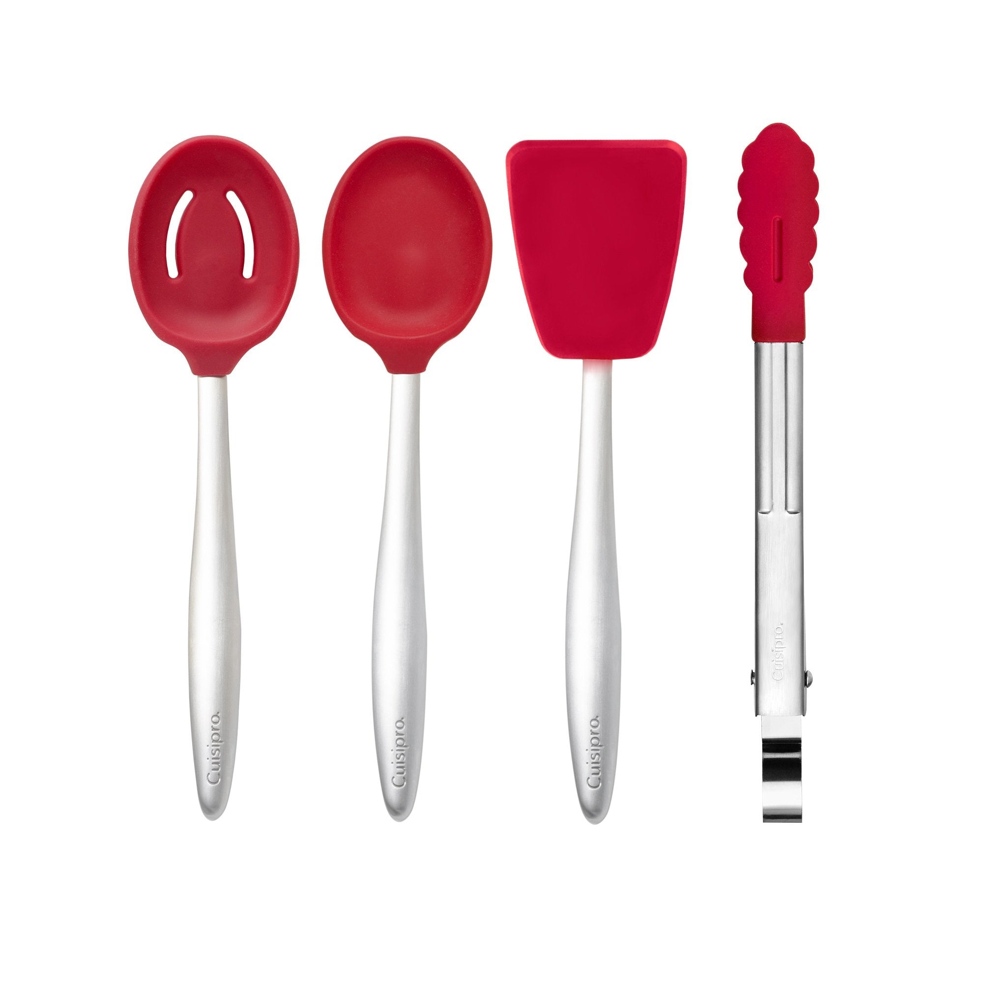 Cuisipro - PICCOLO Cooking Set Red (Spoon,Slotted-Spoon,Turner,Tongs)