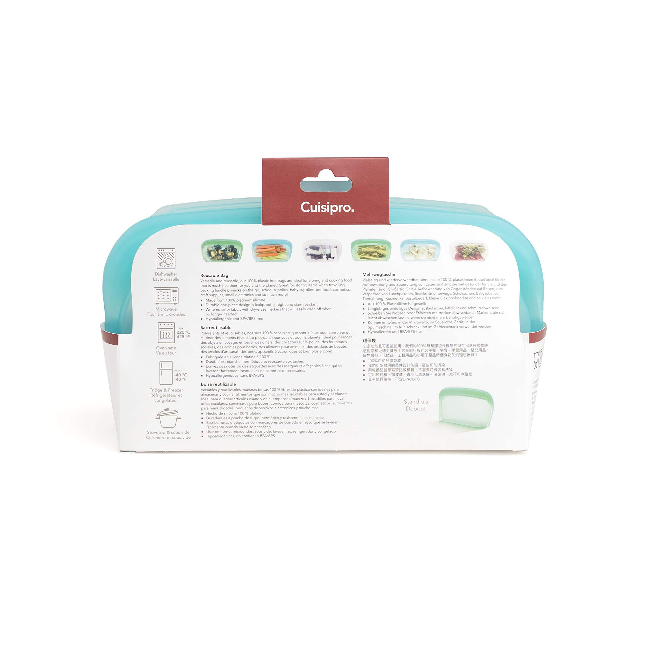 Cuisipro - Reusable Bags Stand Up 1000ml Aqua