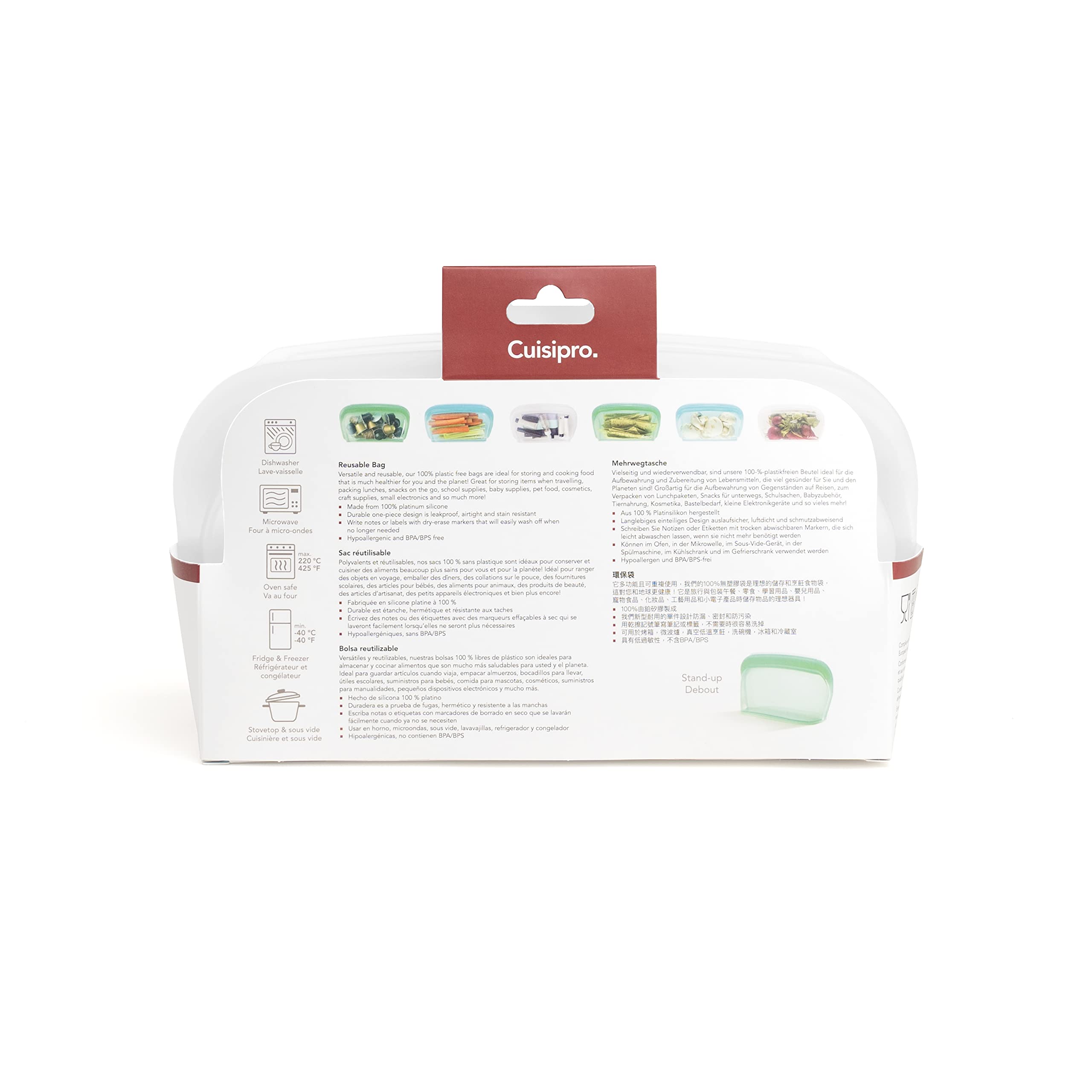 Cuisipro - Reusable Bags Stand Up 1000ml Clear
