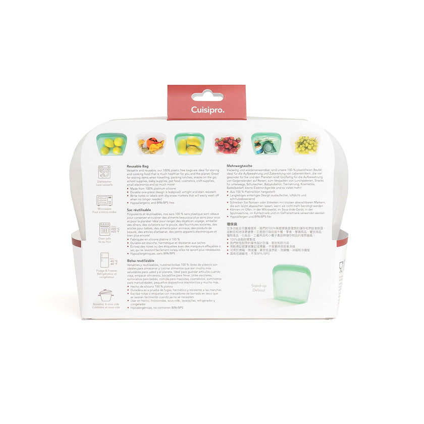 Cuisipro - Sacs réutilisables à pied, 1300 ml, transparents
