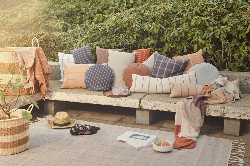 Kyoto Cushion Round - Dusty Blue