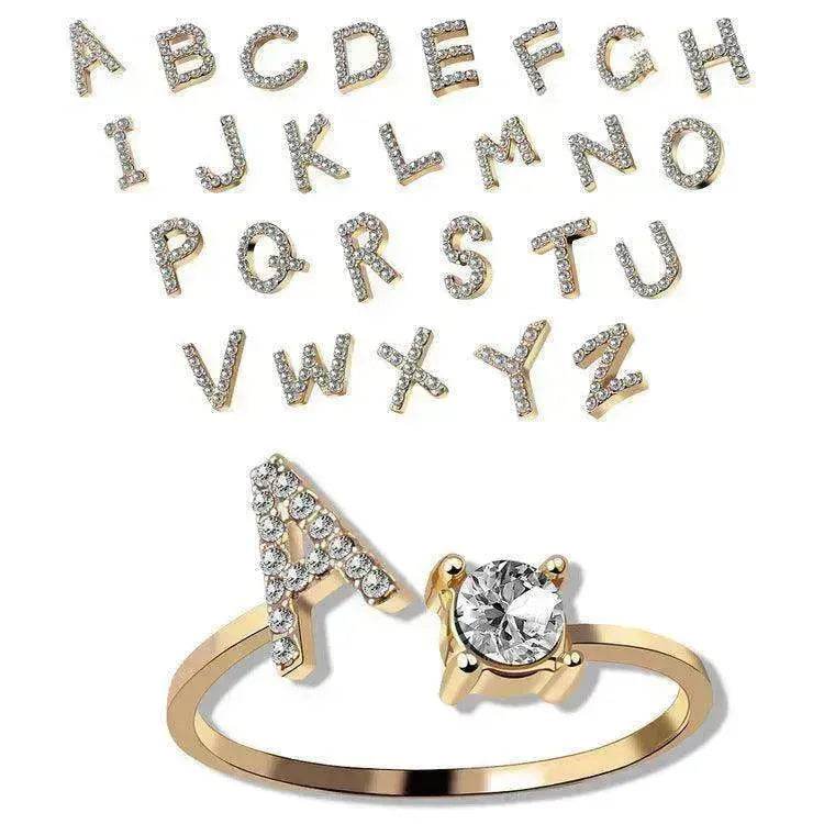 Customizable 26-Letter Ring: Fashionable & Elegant Jewelry