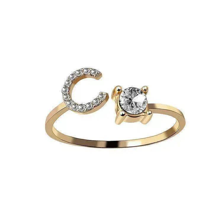 Customizable 26-Letter Ring: Fashionable & Elegant Jewelry