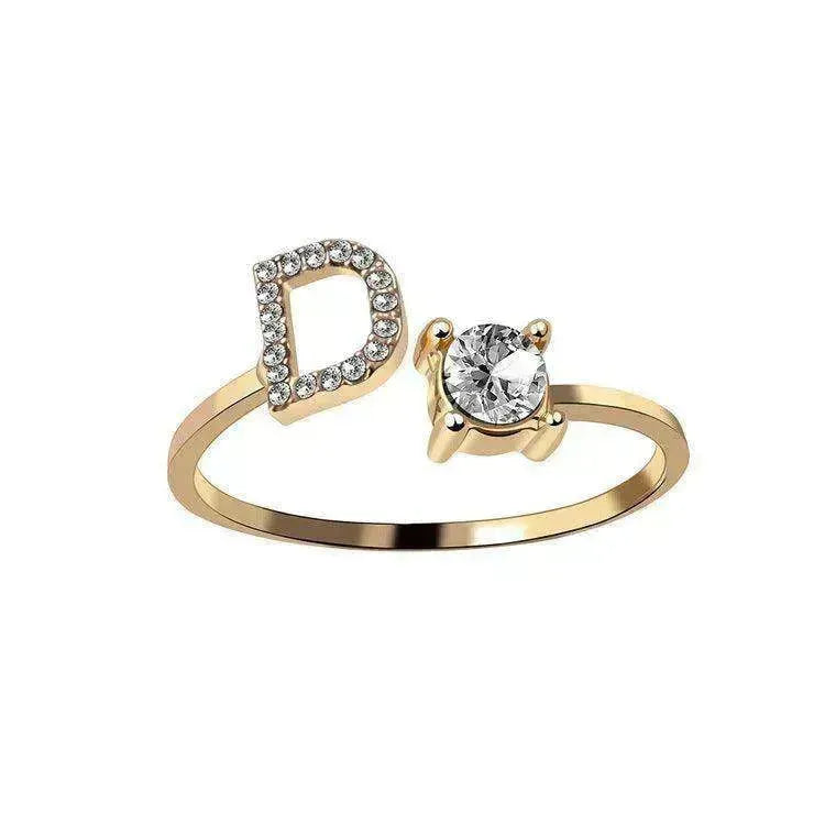 Customizable 26-Letter Ring: Fashionable & Elegant Jewelry