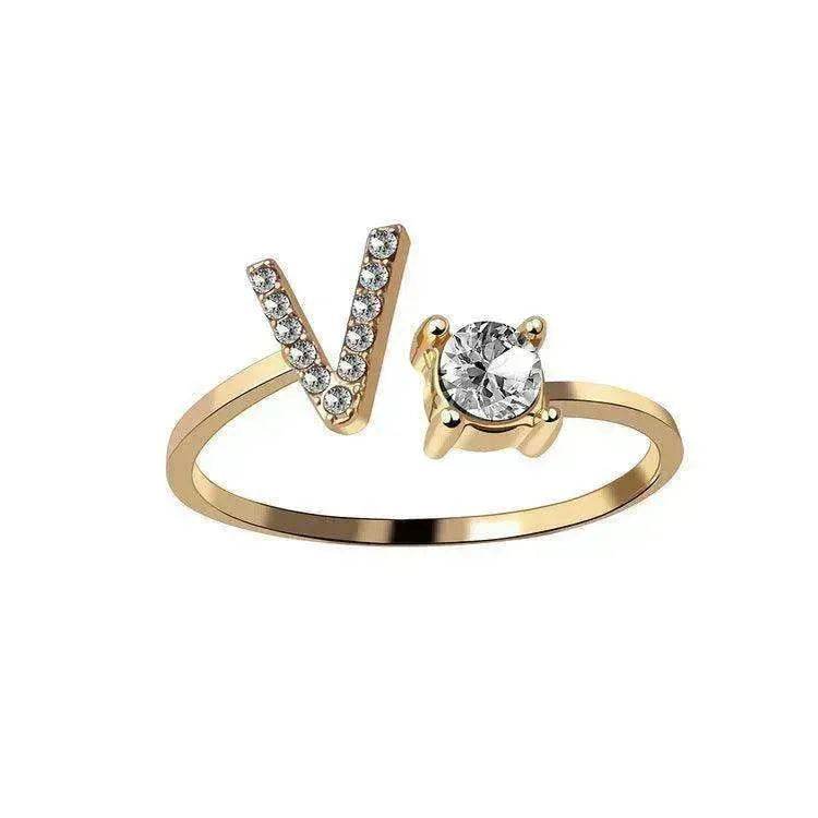 Customizable 26-Letter Ring: Fashionable & Elegant Jewelry