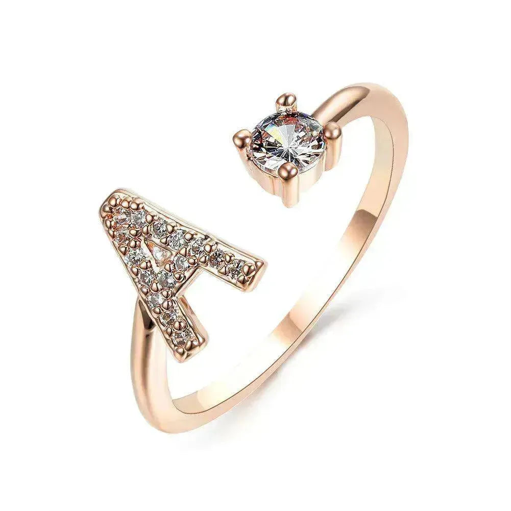Customizable 26-Letter Ring: Fashionable & Elegant Jewelry