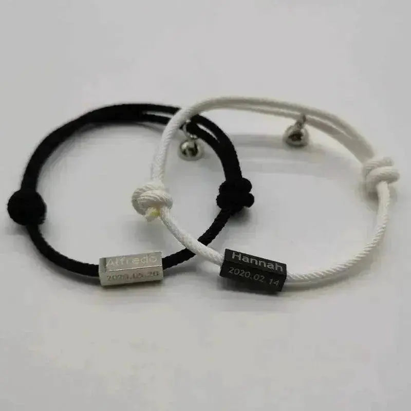 Customized Name Bracelet Eternal Love Magnet Staniless Steel Couples Bracelet